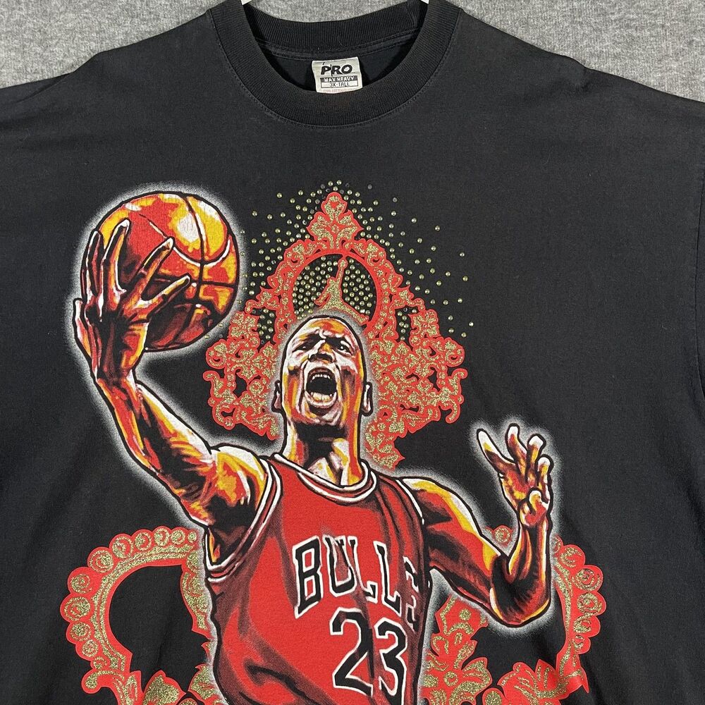 VTG Chicago Bulls Shirt Mens 3XL Black NBA Basketball Michael Jordan 23 Graphic